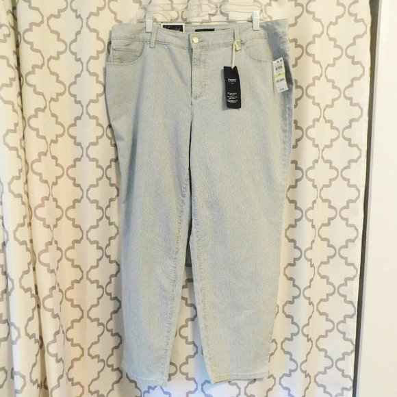 Charter Club - Bristol Ankle Blue & White Pin Stripe Mid Rise Jeans - 18… - Picture 1 of 5